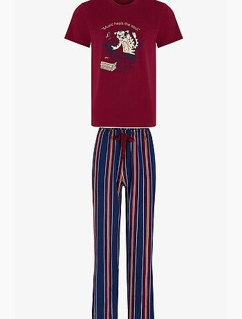 Completo pigiama uomo retro groove a righe, maniche corte penti