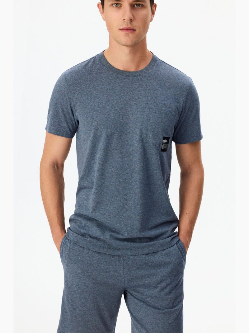 Completo pigiama uomo soft con maniche corte e shorts penti Blu - Kiabi