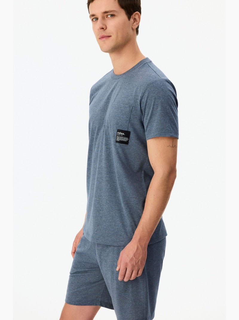 Completo pigiama uomo soft con maniche corte e shorts penti Blu - Kiabi