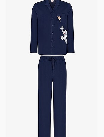 Completo pigiama uomo tom&jerry con camicia a maniche lunghe e pantaloni penti