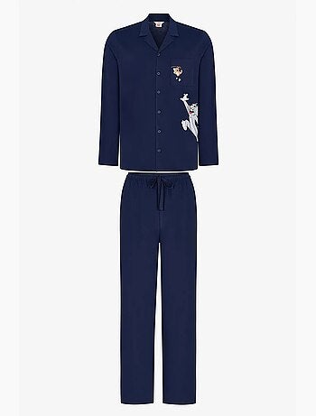 Completo pigiama uomo tom&jerry con camicia a maniche lunghe e pantaloni penti
