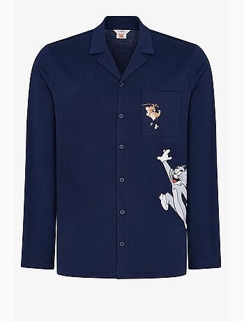 Completo pigiama uomo tom&jerry con camicia a maniche lunghe e pantaloni penti