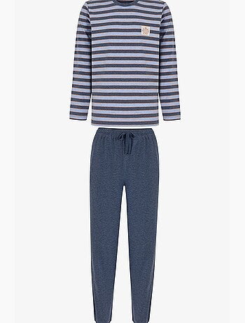 Completo pigiama uomo weekend a righe, maniche lunghe, jogger penti