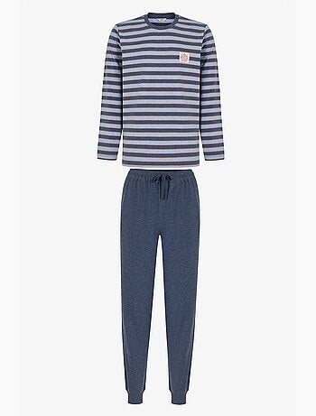 Completo pigiama uomo weekend a righe, maniche lunghe, jogger penti