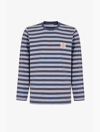 Completo pigiama uomo weekend a righe, maniche lunghe, jogger penti