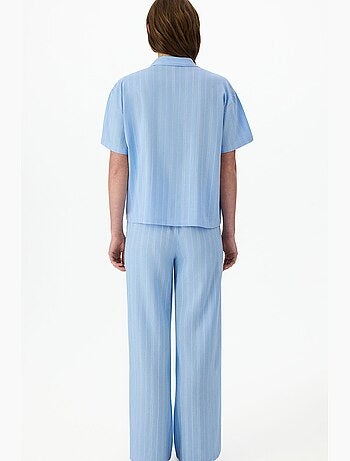 Completo pigiama vacation a righe con camicia a maniche corte e pantaloni penti