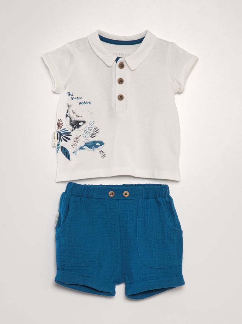 Completo polo + shorts BIANCO - Kiabi