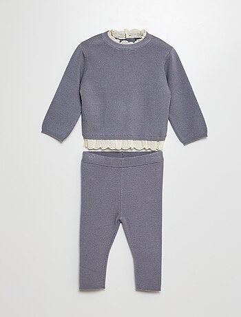 Completo pullover con ricami + leggings - 2 pezzi