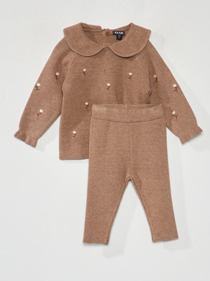 Completo pullover neonata + leggings MARRONE - Kiabi