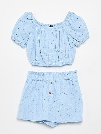 Completo ricamato 2 pezzi - shorts + blusa