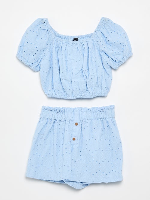 Completo ricamato 2 pezzi - shorts + blusa - Kiabi