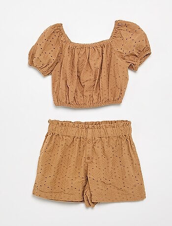 Completo ricamato 2 pezzi - shorts + blusa