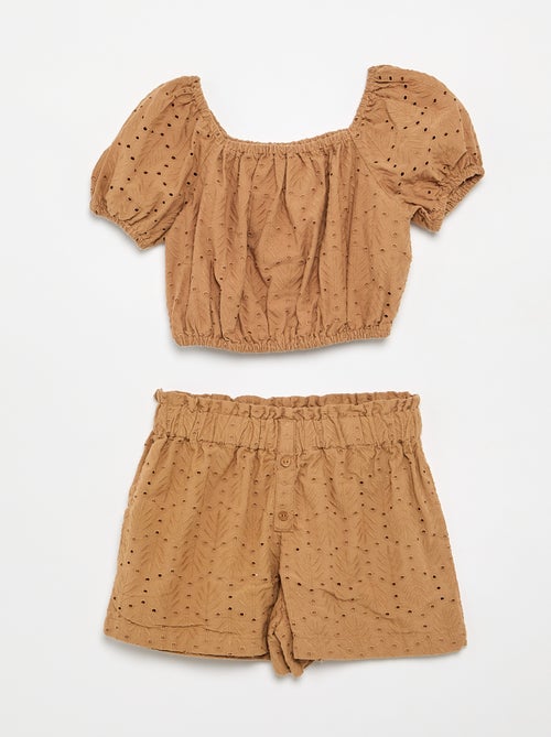 Completo ricamato 2 pezzi - shorts + blusa - Kiabi