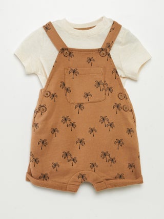 Completo salopette shorts + t-shirt - 2 pezzi