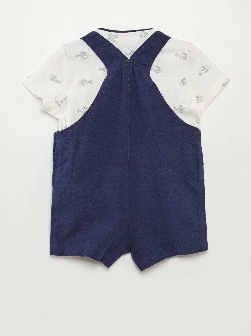 Completo salopette + t-shirt - 2 pezzi BIANCO - Kiabi