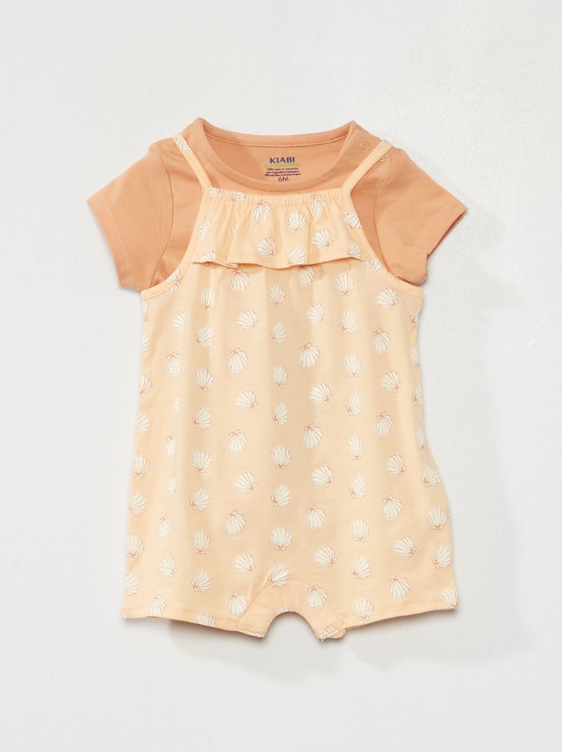 Completo salopette + t-shirt in cotone ARANCIONE - Kiabi