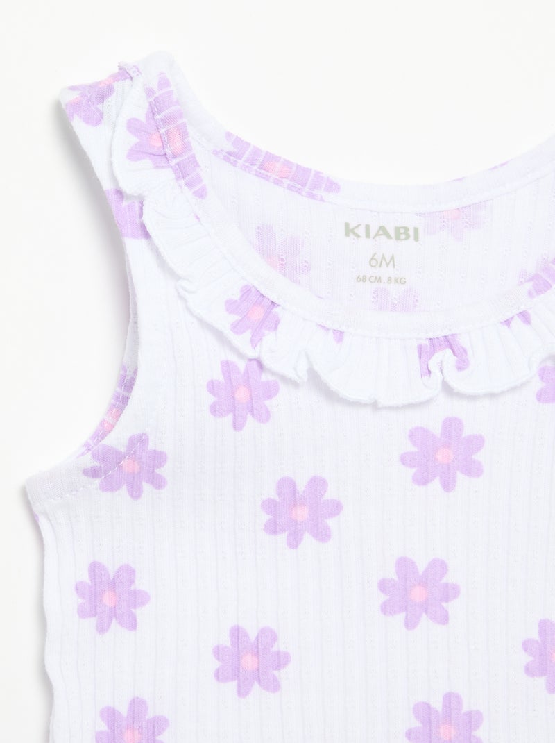 Completo short + canotta in maglia traforata Bianco - Kiabi