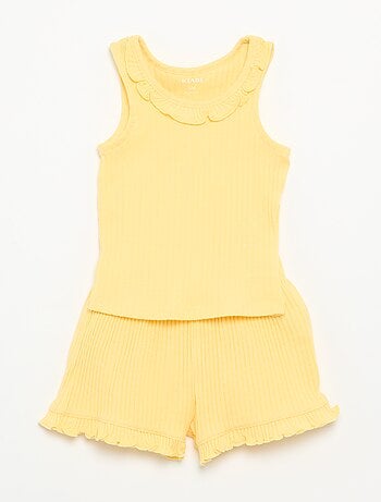 Completo short + canotta in maglia traforata