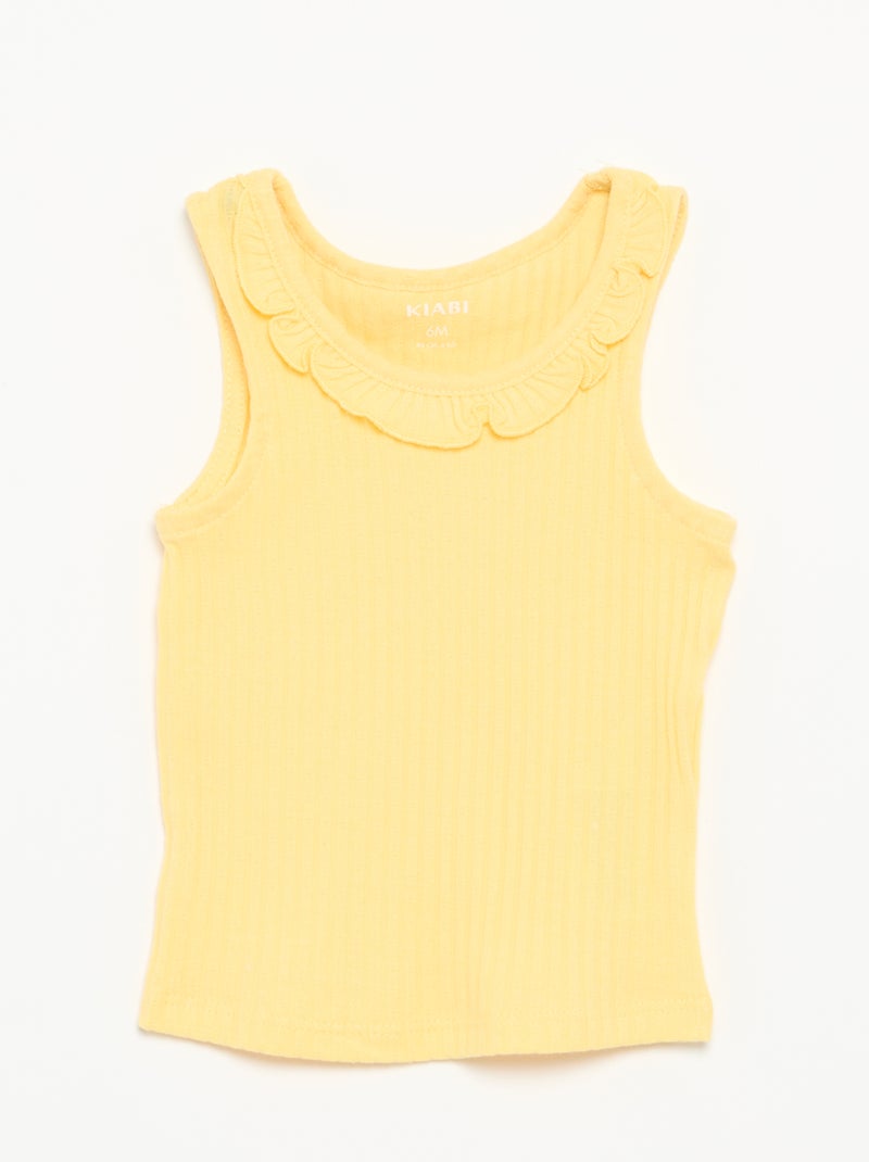 Completo short + canotta in maglia traforata Giallo - Kiabi