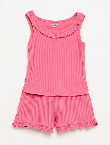 Completo short + canotta in maglia traforata