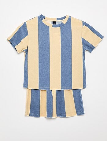 Completo short e T-shirt in maglia bouclé