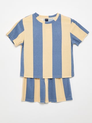 Completo short e T-shirt in maglia bouclé