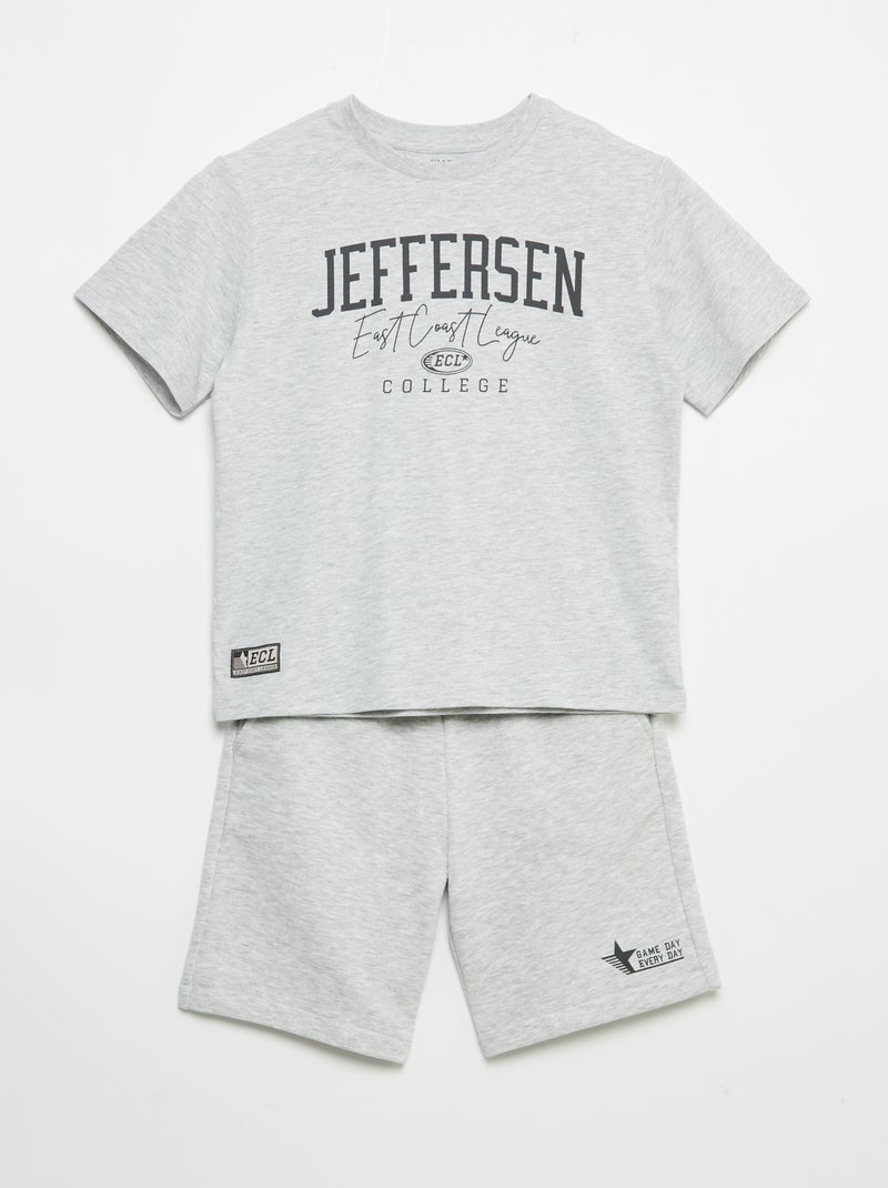 Completo short + t-shirt - 2 pezzi Grigio - Kiabi