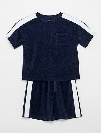 Completo short + T-shirt con bande a contrasto