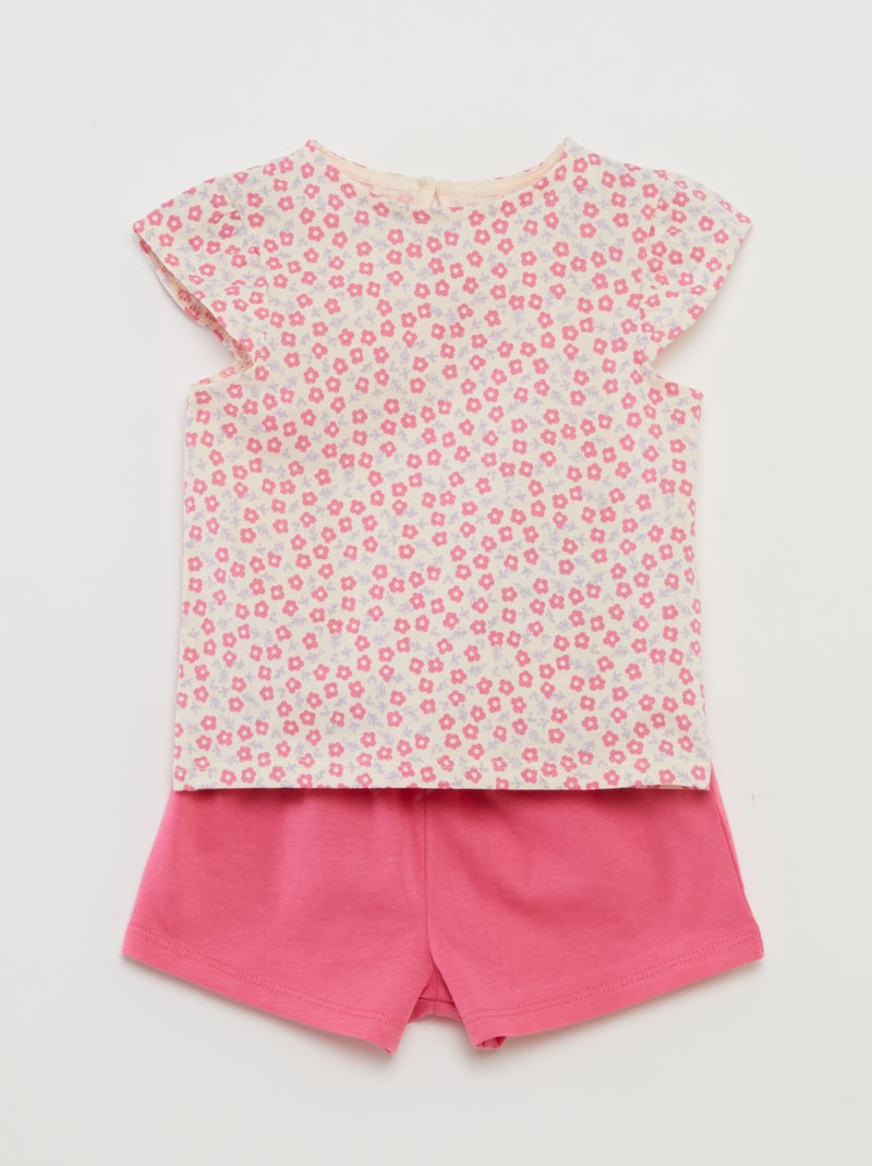 Completo shorts + t-shirt con volant - 2 pezzi ROSA - Kiabi