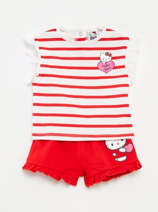 Completo shorts + t-shirt con volant 'Hello Kitty' - 2 pezzi