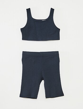 Completo sportivo canotta + shorts da ciclista a coste - 2 pezzi