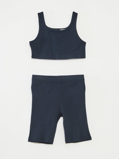 Completo sportivo canotta + shorts da ciclista a coste - 2 pezzi - Kiabi