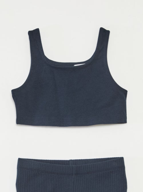 Completo sportivo canotta + shorts da ciclista a coste - 2 pezzi - Kiabi Completo sportivo canotta + shorts da ciclista a coste - 2 pezzi - Kiabi