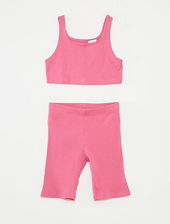 Completo sportivo canotta + shorts da ciclista a coste - 2 pezzi