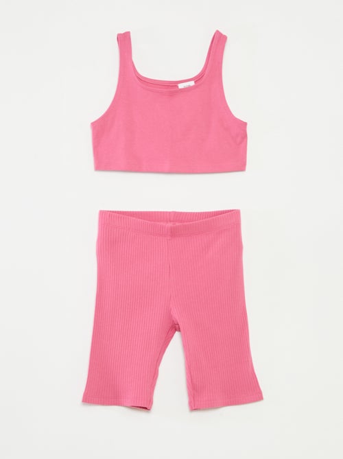 Completo sportivo canotta + shorts da ciclista a coste - 2 pezzi - Kiabi
