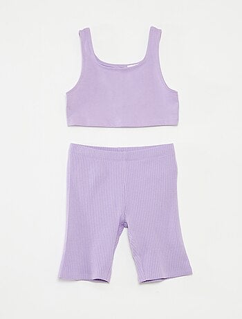 Completo sportivo canotta + shorts da ciclista a coste - 2 pezzi