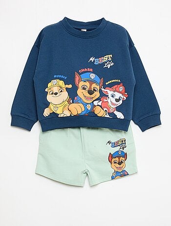Completo stampato 'Paw Patrol' maglia + bermuda in cotone