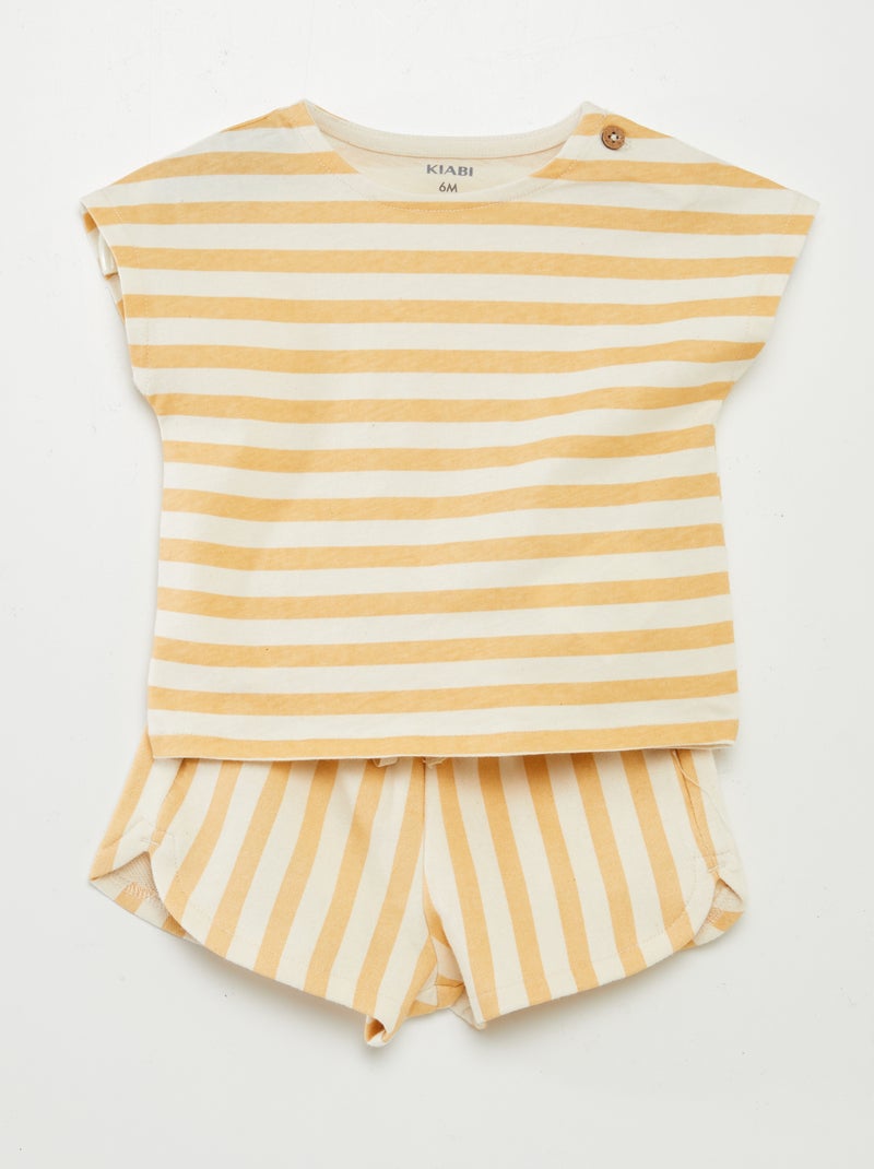 Completo stampato T-shirt + shorts - 2 pezzi BEIGE - Kiabi