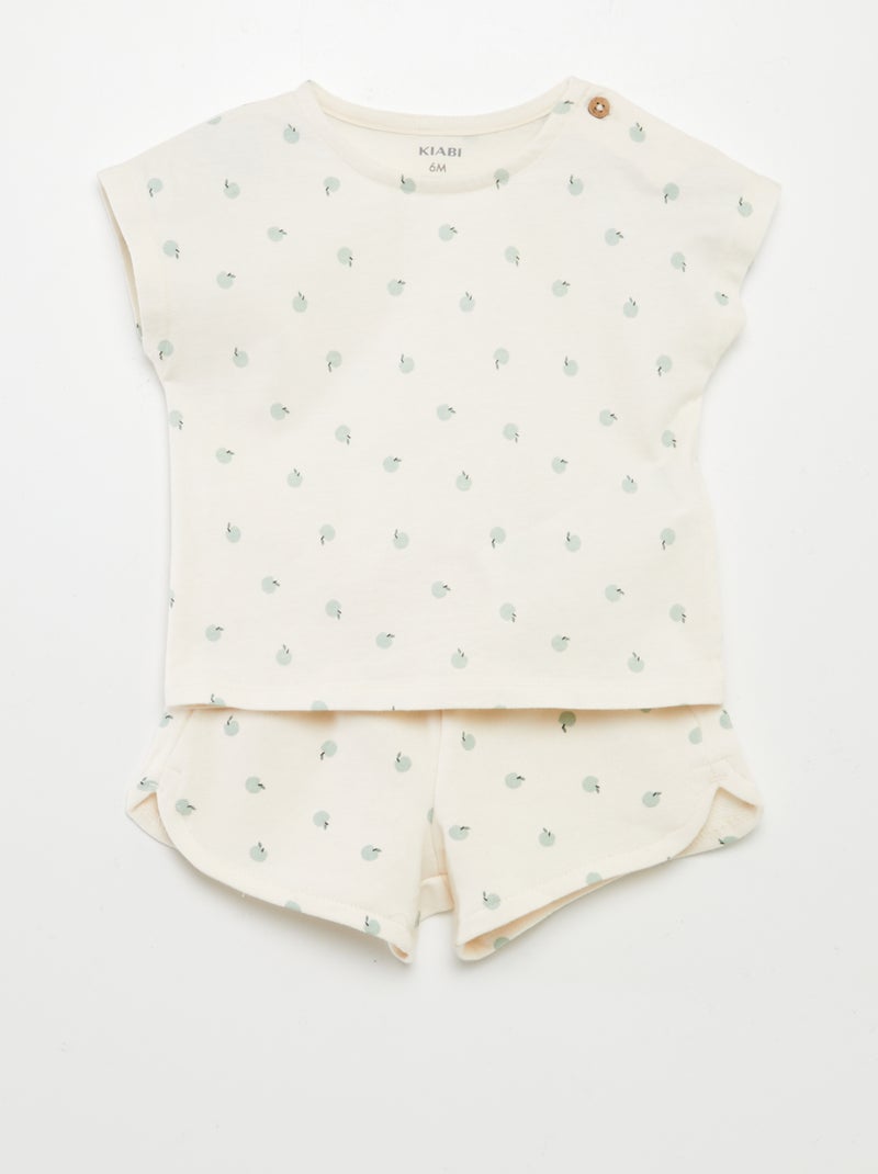 Completo stampato T-shirt + shorts - 2 pezzi BIANCO - Kiabi