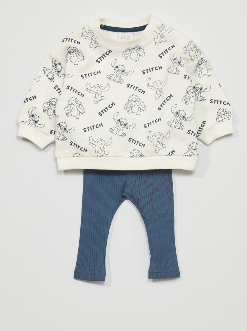 Completo 'Stitch' felpa + pantaloni - 3 pezzi BIANCO - Kiabi