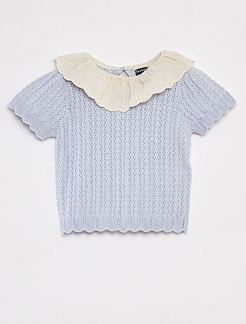 Completo t-blusa con collo fantasia + legging in tricot