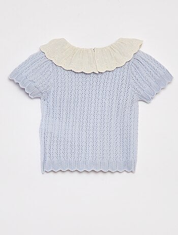 Completo t-blusa con collo fantasia + legging in tricot