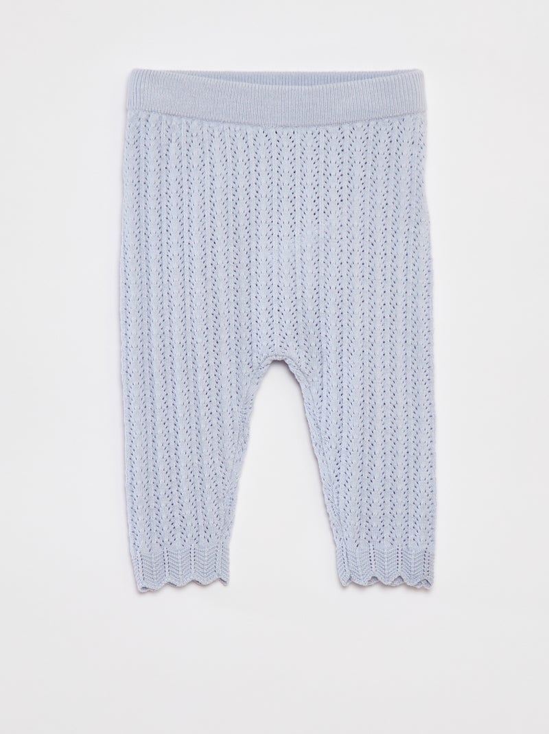 Completo t-blusa con collo fantasia + legging in tricot BLU - Kiabi