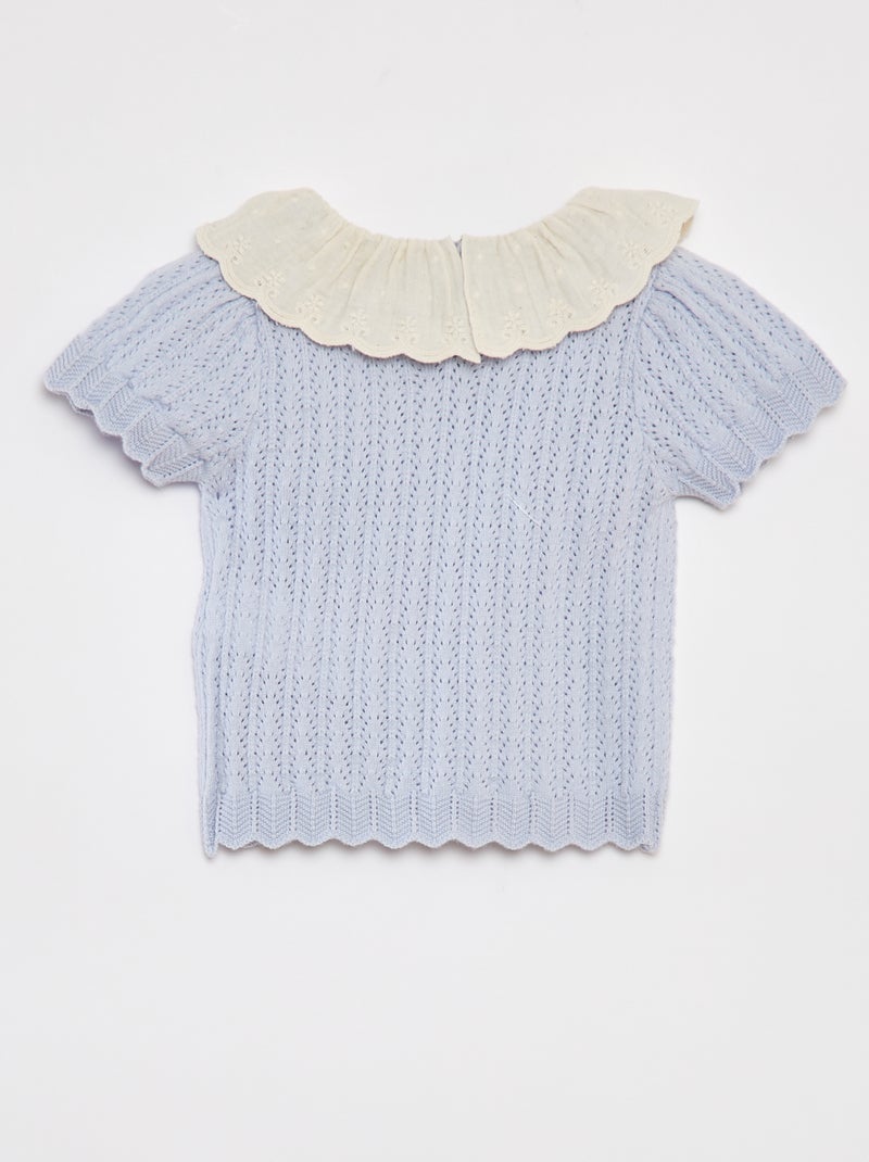 Completo t-blusa con collo fantasia + legging in tricot BLU - Kiabi