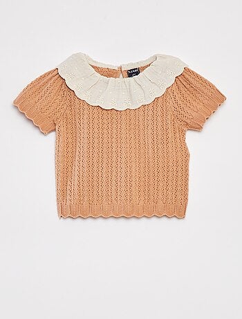 Completo t-blusa con collo fantasia + legging in tricot