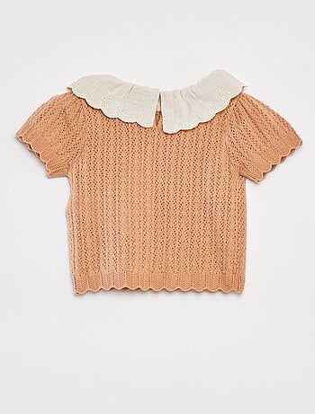 Completo t-blusa con collo fantasia + legging in tricot