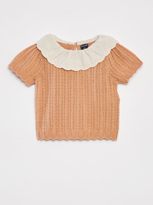 Completo t-blusa con collo fantasia + legging in tricot - Kiabi