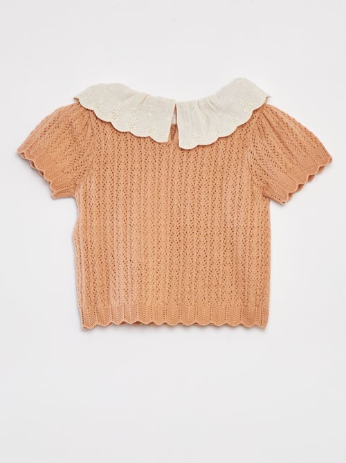 Completo t-blusa con collo fantasia + legging in tricot - Kiabi