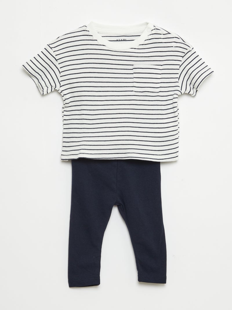 Completo t-shirt a maniche corte + leggings - 2 pezzi Bianco - Kiabi