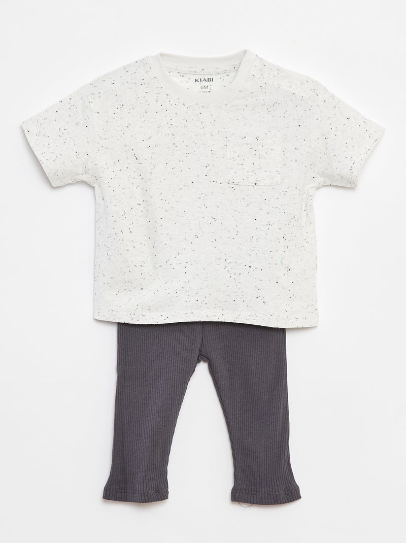 Completo t-shirt a maniche corte + leggings - 2 pezzi Bianco - Kiabi